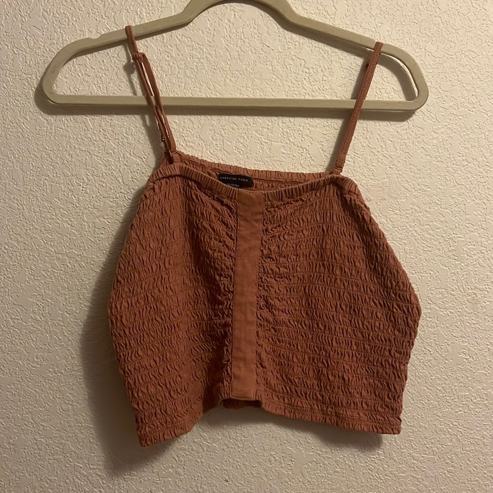 American Eagle Smocked Orange Crop Top
